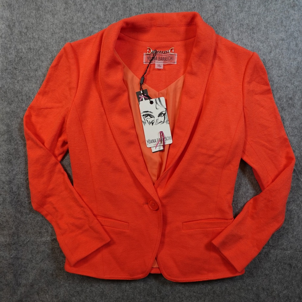 Yoana‎ Baraschi Blazer Womens Extra Small NWT Orange Red One Button Firebird